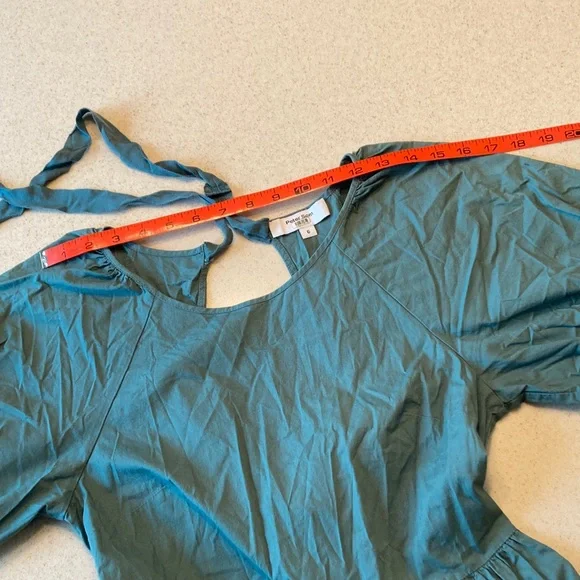 Peter Som Dark Green-Blue Mini Dress Puff Sleeves Women Size 6 - Picture 10 of 15